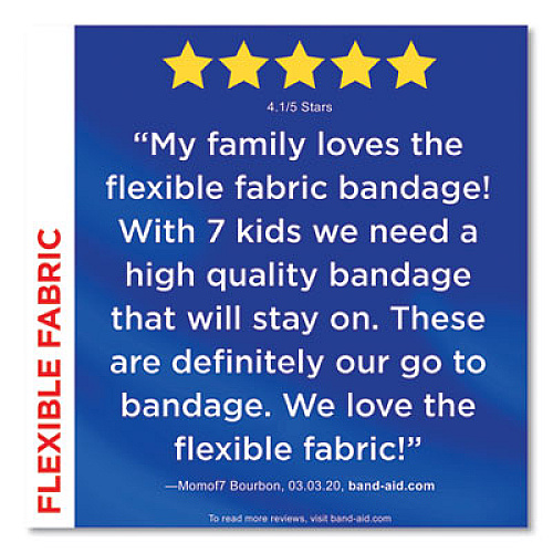 BAND-AID Flexible Fabric Adhesive Bandages, 1 x 3, 100/Box (4444)