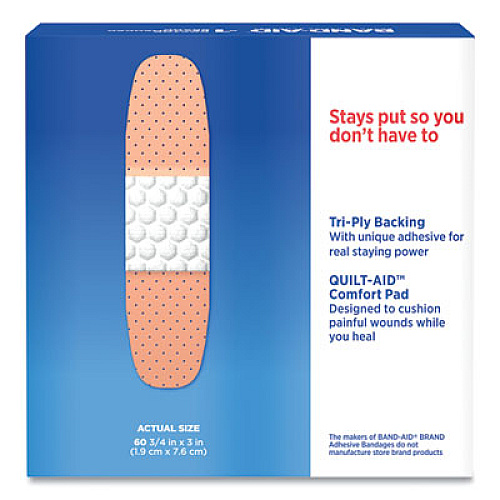 BAND-AID Plastic Adhesive Bandages, 0.75 x 3, 60/Box (100563500)
