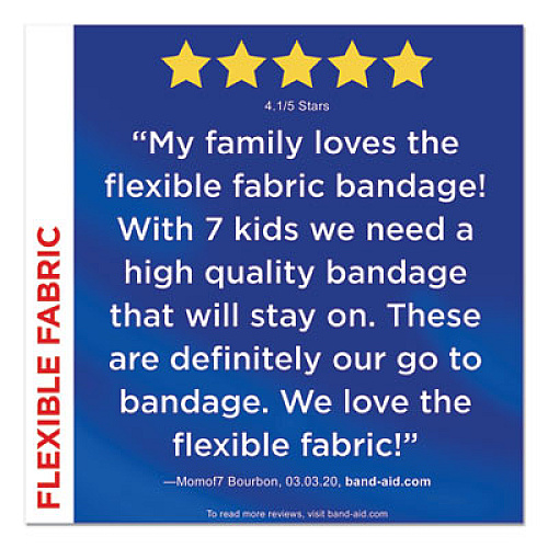 BAND-AID Flexible Fabric Extra Large Adhesive Bandages, 1.75 x 4, 10/Box (5685)