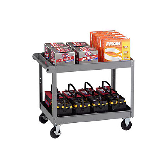 Tennsco Two-Shelf Metal Cart, Metal, 2 Shelves, 500 lb Capacity, 24" x 36" x 32", Gray (SC2436)