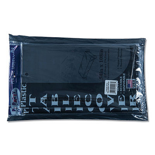Tablemate Table Set Rectangular Table Covers, Heavyweight Plastic, 54" x 108", Black, 6/Pack (549BK)