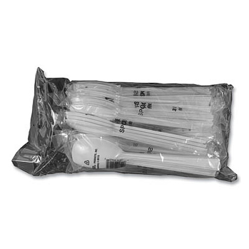 Tablemate Table Set Plastic Serving Forks and Spoons, 9.5", White, 48/Pack (W95PK4)