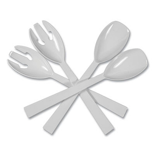 Tablemate Table Set Plastic Serving Forks and Spoons, 9.5", White, 48/Pack (W95PK4)