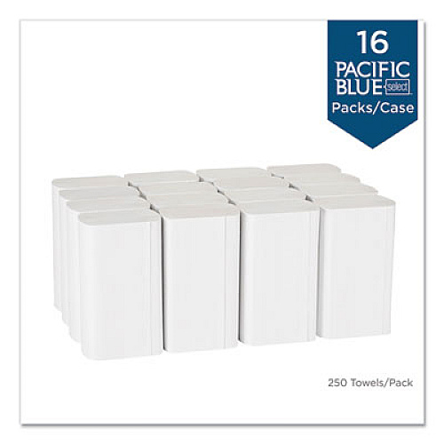 Georgia Pacific Professional Pacific Blue Select Folded Paper Towels, 1-Ply, 9.2 x 9.4, White, 250/Pack, 16 Packs/Carton (20389)