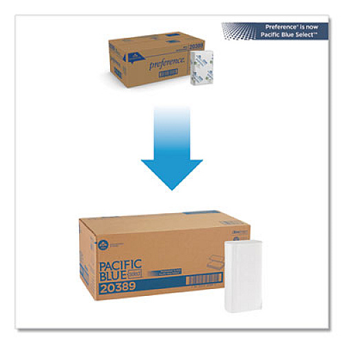 Georgia Pacific Professional Pacific Blue Select Folded Paper Towels, 1-Ply, 9.2 x 9.4, White, 250/Pack, 16 Packs/Carton (20389)