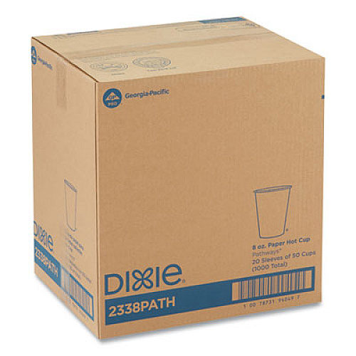 Dixie Pathways Paper Hot Cups, 8 oz, White/Brown, 50/Sleeve, 20 Sleeves/Carton (2338PATH)