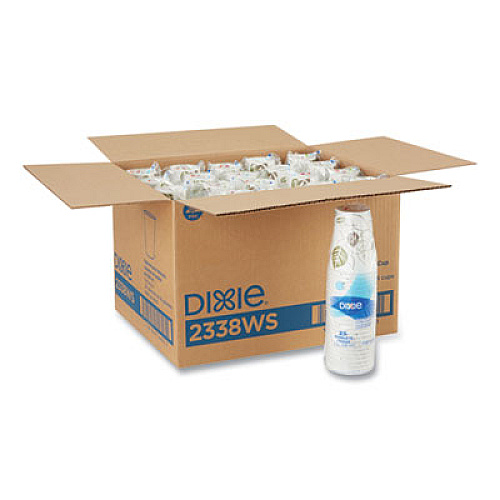 Dixie Pathways Paper Hot Cups, WiseSize, 8 oz, White/Brown, 25/Bag, 20 Bags/Carton (2338WS)