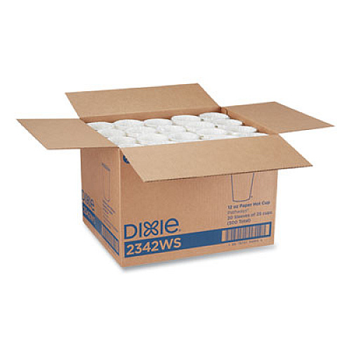 Dixie Pathways Paper Hot Cups, WiseSize, 12 oz, White/Brown, 25/Bag, 20 Bags/Carton (2342WS)