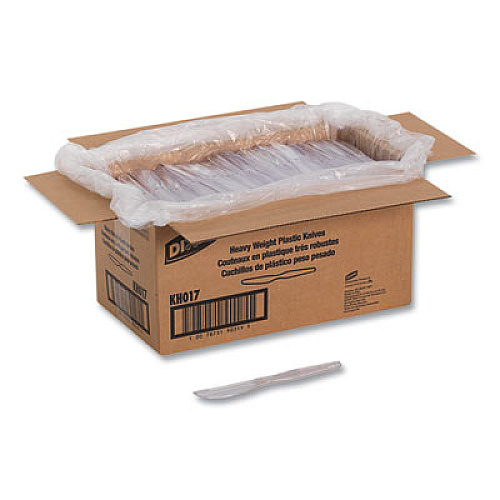 Dixie Heavyweight Polystyrene Cutlery, Knife, Plastic, Clear, 1,000/Carton (KH017)