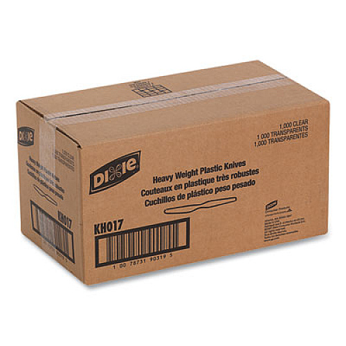 Dixie Heavyweight Polystyrene Cutlery, Knife, Plastic, Clear, 1,000/Carton (KH017)