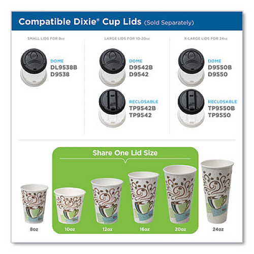 Dixie PerfecTouch Paper Hot Cups, 10 oz, Coffee Haze Design, 25/Sleeve, 20 Sleeves/Carton (5310DX)