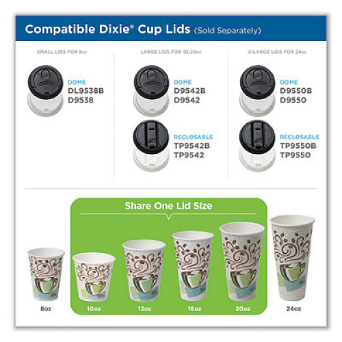 Dixie PerfecTouch Paper Hot Cups, 12 oz, Coffee Haze Design, 160/Pack, 6 Packs/Carton (5342CDSBP)