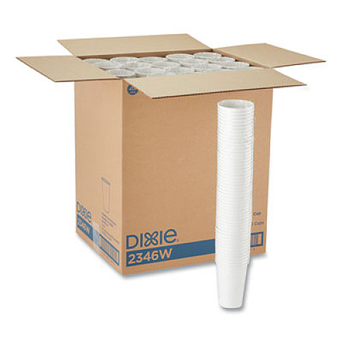 Dixie Paper Hot Cups, 16 oz, White, 50/Sleeve, 20 Sleeves/Carton (2346W)