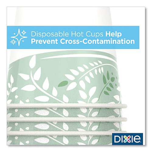Dixie PLA Hot Cups, 12 oz, Viridian Design, 50/Sleeve, 20 Sleeves/Carton (2342PLA)