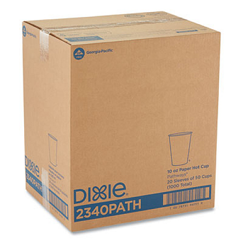 Dixie Pathways Paper Hot Cups, 10 oz, White/Brown, 50/Pack (2340PATHPK)
