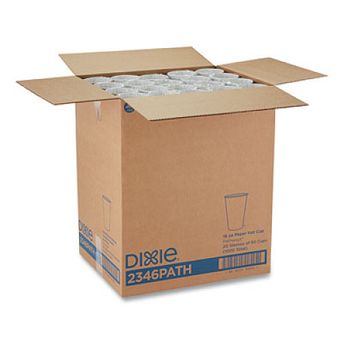 Dixie Pathways Paper Hot Cups, 16 oz, White/Brown, 50/Sleeve, 20 Sleeves/Carton (2346PATH)