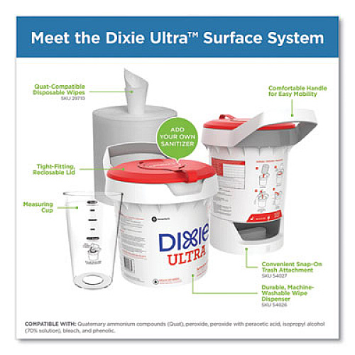 Dixie Foodservice Surface System Quat-Compatible Disposable Wipe Refill, 1-Ply, 8.1 x 12, White, 135 Sheets/Roll, 6 Rolls/Carton (29710)