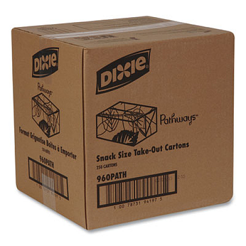 Dixie Fast-Top One-Piece Paperboard Take-Out Box, Pathways Theme, 7 x 4.25 x 2.75, White/Green/Maroon, 250/Carton (960PATH)