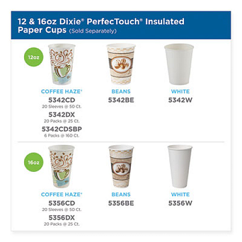 Dixie PerfecTouch Paper Hot Cups, 12 oz, Coffee Haze Design, 50/Pack (5342CDPK)
