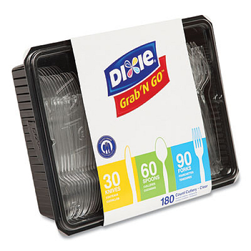 Dixie Heavyweight Polystyrene Cutlery, Fork/Knife/Spoon, Plastic, Clear, 180/Pack, 10 Packs/Carton (CH0369DX7)