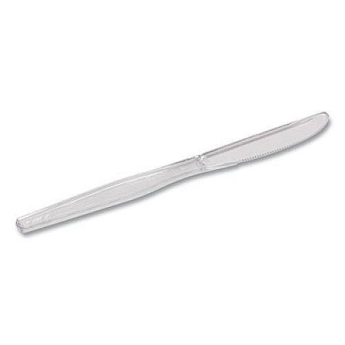 Dixie Heavyweight Polystyrene Cutlery, Knife, Plastic, Clear, 1,000/Carton (KH017)