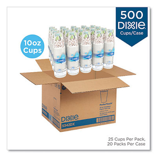 Dixie PerfecTouch Paper Hot Cups, 10 oz, Coffee Haze Design, 25/Sleeve, 20 Sleeves/Carton (5310DX)