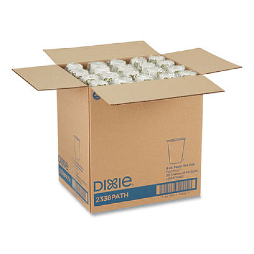 Dixie Pathways Paper Hot Cups, 8 oz, White/Brown, 50/Sleeve, 20 Sleeves/Carton (2338PATH)