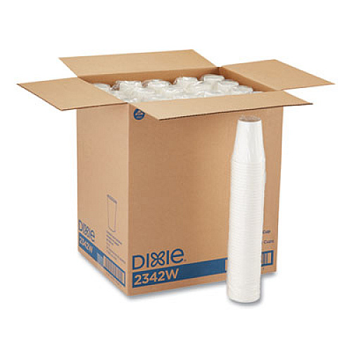 Dixie Paper Hot Cups, 12 oz, White, 50/Sleeve, 20 Sleeves/Carton (2342W)