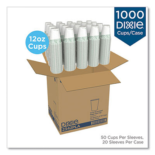 Dixie PLA Hot Cups, 12 oz, Viridian Design, 50/Sleeve, 20 Sleeves/Carton (2342PLA)