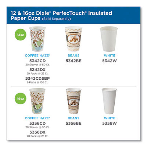 Dixie PerfecTouch Paper Hot Cups, 12 oz, Coffee Haze Design, 160/Pack (5342CDSBPPK)