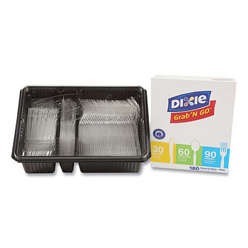 Dixie Heavyweight Polystyrene Cutlery, Fork/Knife/Spoon, Plastic, Clear, 180/Pack, 10 Packs/Carton (CH0369DX7)
