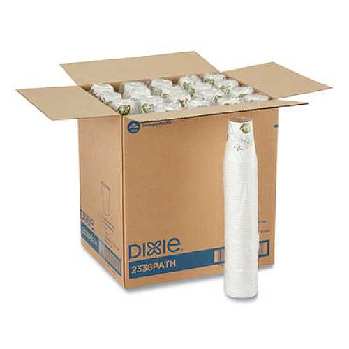 Dixie Pathways Paper Hot Cups, 8 oz, White/Brown, 50/Sleeve, 20 Sleeves/Carton (2338PATH)