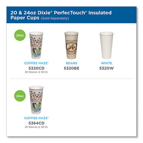 Dixie PerfecTouch Paper Hot Cups, 20 oz, Coffee Haze Design, 25/Sleeve, 20 Sleeves/Carton (5320CD)