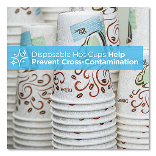 Dixie PerfecTouch Paper Hot Cups, 10 oz, Coffee Haze Design, 50/Sleeve, 20 Sleeves/Carton (92959)