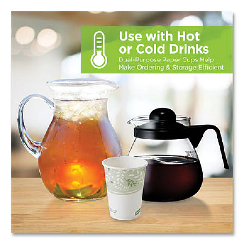 Dixie PLA Hot Cups, 12 oz, Viridian Design, 50/Sleeve, 20 Sleeves/Carton (2342PLA)