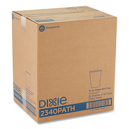 Dixie Pathways Paper Hot Cups, 10 oz, White/Brown, 50/Sleeve, 20 Sleeves/Carton (2340PATH)