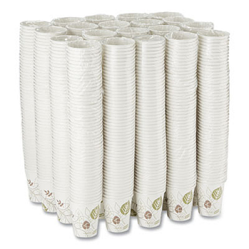 Dixie Pathways Paper Hot Cups, 10 oz, White/Brown, 50/Sleeve, 20 Sleeves/Carton (2340PATH)