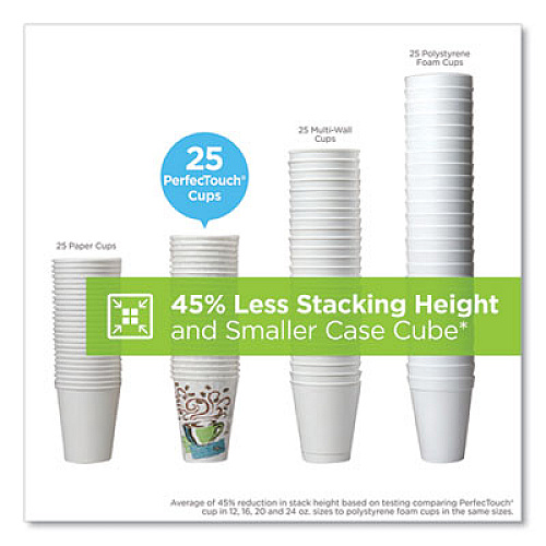 Dixie PerfecTouch Paper Hot Cups, 12 oz, Coffee Haze Design, 160/Pack (5342CDSBPPK)