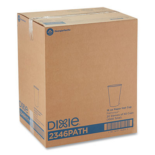 Dixie Pathways Paper Hot Cups, 16 oz, White/Brown, 50/Sleeve, 20 Sleeves/Carton (2346PATH)