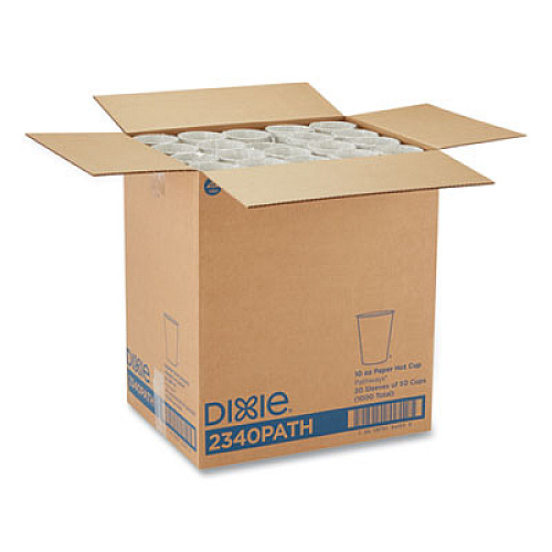 Dixie Pathways Paper Hot Cups, 10 oz, White/Brown, 50/Sleeve, 20 Sleeves/Carton (2340PATH)