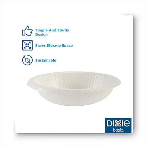 Dixie Everyday Disposable Dinnerware, Wrapped in Packs of 5, Bowl, 12 oz, White, 5/Pack, 100 Packs/Carton (DBB12WR5)