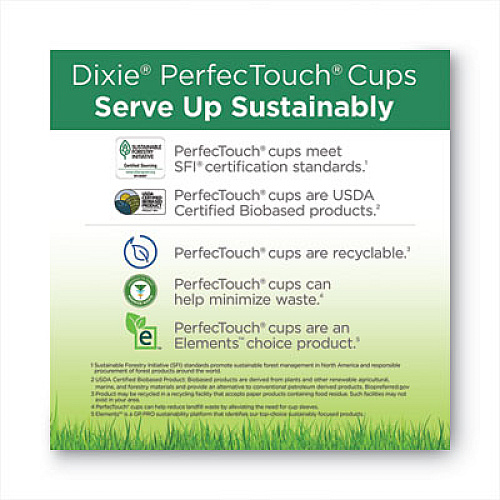 Dixie PerfecTouch Hot/Cold Cups, 12 oz, Paper, White, 50/Bag, 20 Bags/Carton (5342W)