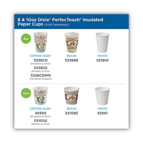 Dixie PerfecTouch Hot/Cold Cups, 12 oz, Paper, White, 50/Bag, 20 Bags/Carton (5342W)