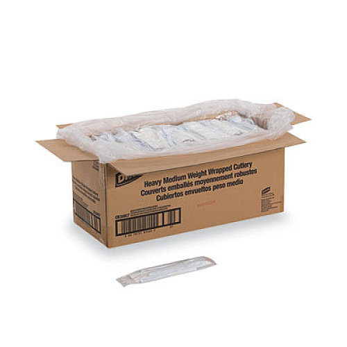 Dixie Wrapped Tableware/Napkin Packets, Fork/Knife/Spoon/Napkin, White, 250/Carton (CM26NC7)