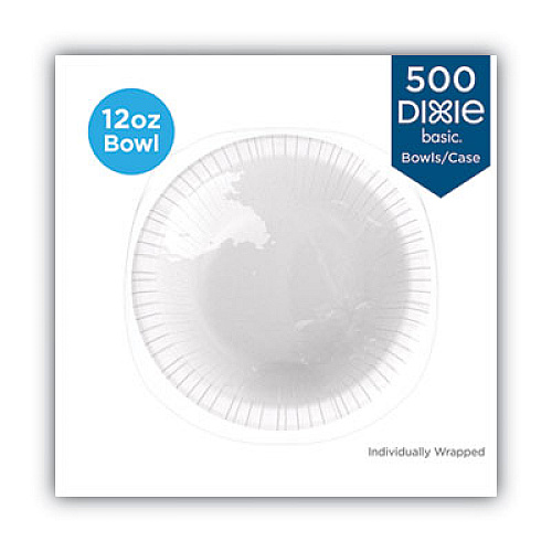Dixie Everyday Disposable Dinnerware, Individually Wrapped, Bowl, 12 oz, White, 500/Carton (DBB12WR1)