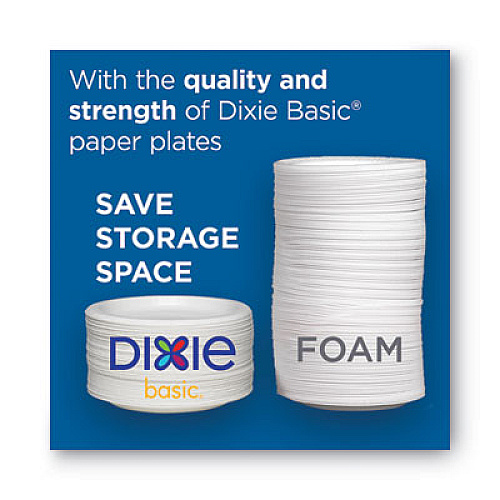 Dixie Everyday Disposable Dinnerware, Wrapped in Packs of 5, Bowl, 12 oz, White, 5/Pack, 100 Packs/Carton (DBB12WR5)