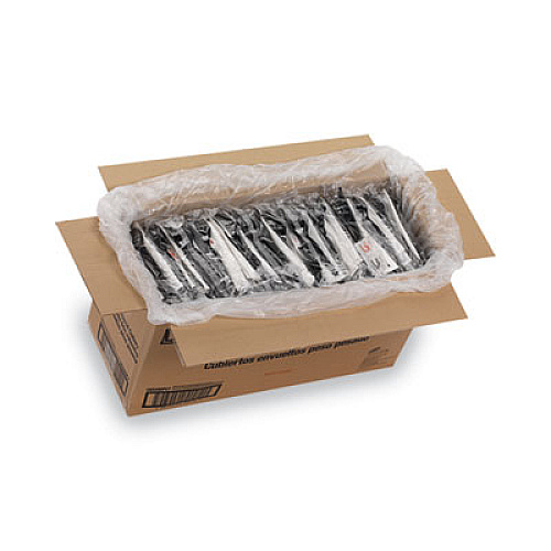 Dixie Wrapped Tableware/Napkin Packets, Mediumweight, Fork/Knife/Napkin/Spoon, Plastic, Black, 250/Carton (CH56NSPC7)