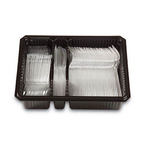 Dixie Combo Pack, Tray with Clear Plastic Utensils, Heavyweight, (90) Forks/(30) Knives/(60) Spoons, Plastic, Clear, 1,800/Carton (CH0369DX7PK)