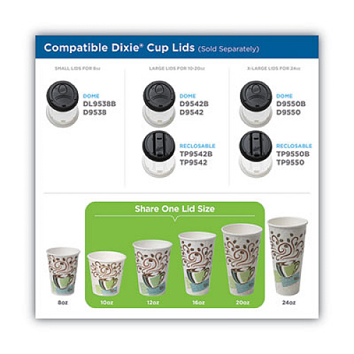 Dixie PerfecTouch Hot/Cold Cups, 12 oz, Paper, White, 50/Bag, 20 Bags/Carton (5342W)