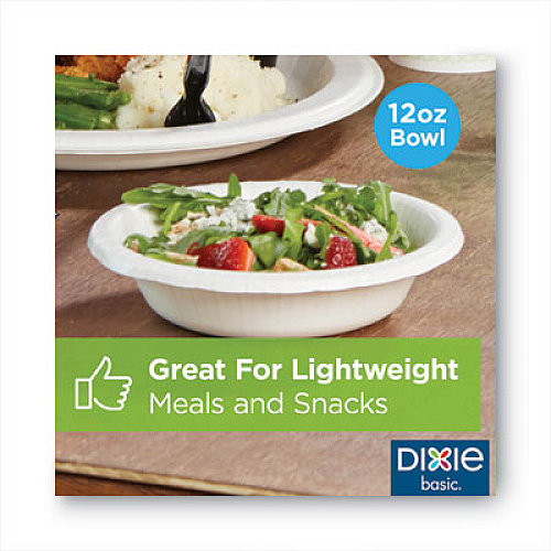 Dixie Everyday Disposable Dinnerware, Individually Wrapped, Bowl, 12 oz, White, 500/Carton (DBB12WR1)